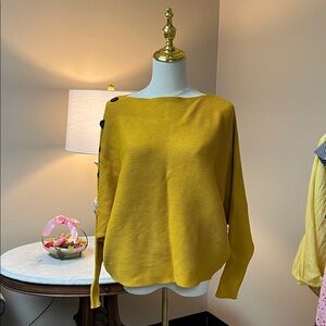 Faith & Zoe Mustard Ribbed Button Tibi Dolman Sweater
